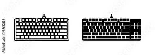 Computer Keyboard Line and Glyph Icon Set