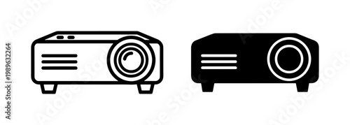 Digital Projector Icon Set for Business and Home Cinema