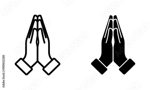 Praying Hands Icon Set for Prayer and Namaste Gesture