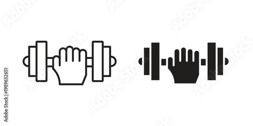 Strength training icon. Simple linear element illustration. Thin stroke sign can be used for web, mobile and UI.