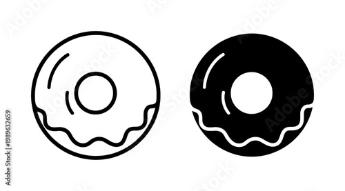 Glazed Donut Line and Glyph Icon Set