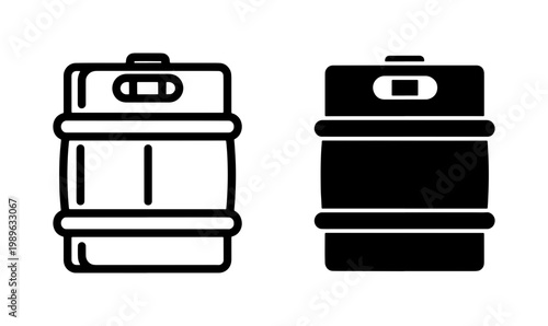 Beer Keg Icon Set in Line and Solid Style