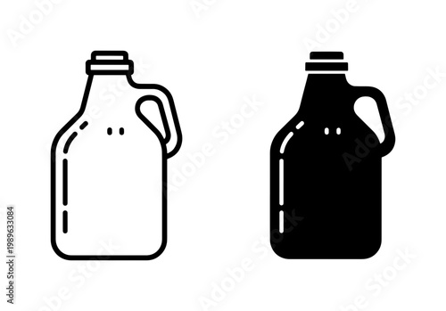 Glass growler bottle icon set for beer and cider