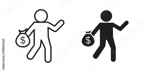 Thief icon. Simple linear element illustration. Thin stroke sign can be used for web, mobile and UI.