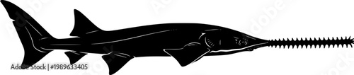 Black Sawfish Silhouette isolated on white background
