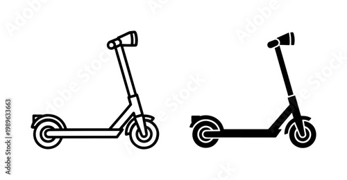 Electric Scooter Line and Glyph Icon Set