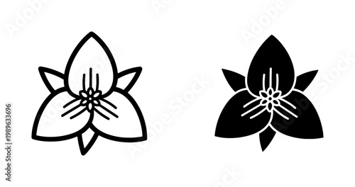 Trillium Flower Icon Set in Linear and Solid Style