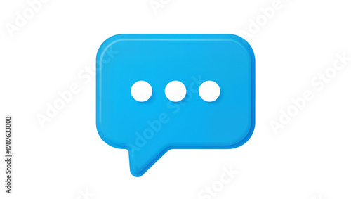 Canvas Print Isolated blue chat bubble icon with three white dots, modern communication app s