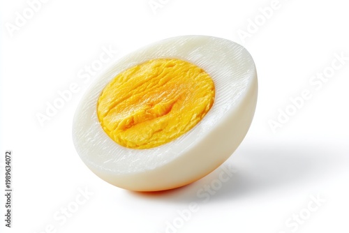 hard boiled egg half cut cross section isolated on white background