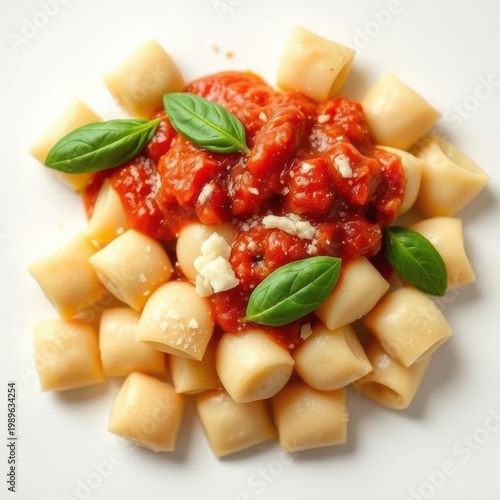 Gnocchi with tomato sauce and basil Generative AI