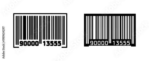 Two Barcode Icons with Numeric Serial Codes on White Background