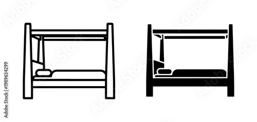 Bunk Bed Icon Set for Hostel or Dormitory Furniture