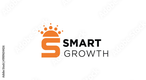 Smart Growth Logo - Orange S with Sunburst, Business and Development Concept.