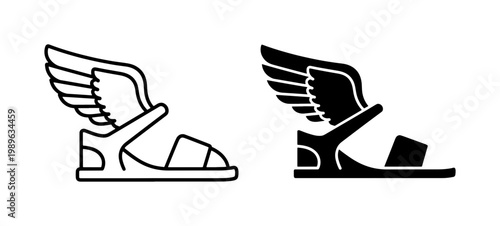 Ancient Greek Winged Sandal Icon Set