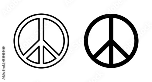 Minimalist Peace Sign Icon Set in Black and White