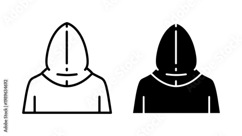 Hoodie person line and solid icon set