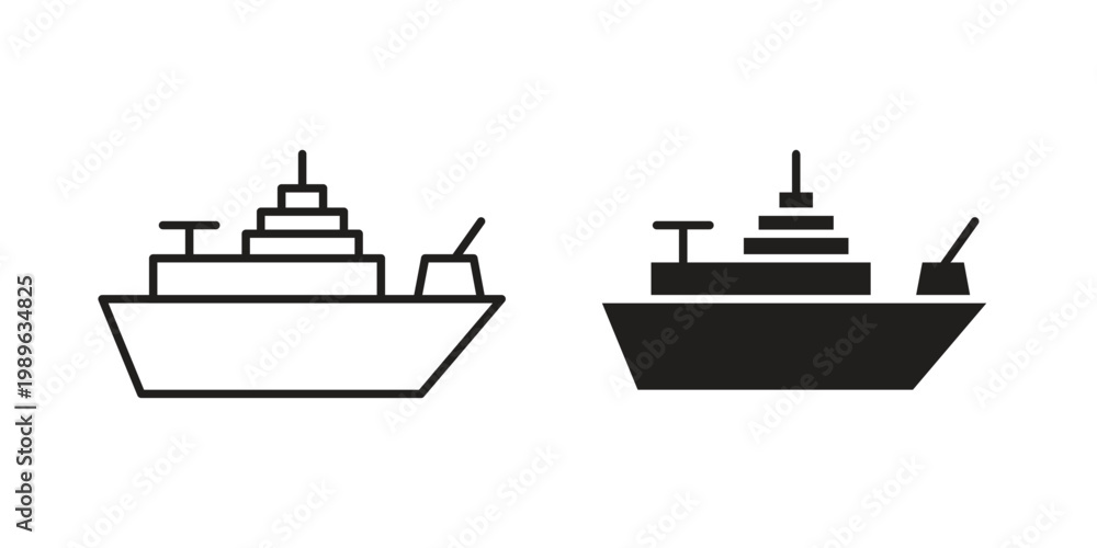 Fototapeta premium Warship icon. Simple linear element illustration. Thin stroke sign can be used for web, mobile and UI.