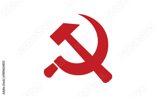 Red hammer and sickle symbol isolated on white background flat vector illustration emphasizing communist ideology bold design with clean lines