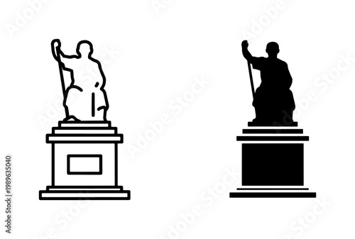Historical Monument Statue Icon Set