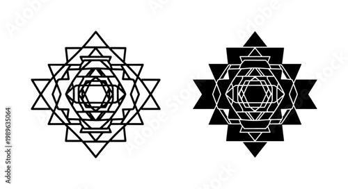 Sri Yantra Sacred Geometry Mandala Vector Set