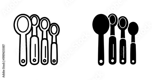 Measuring spoon icon set for kitchen cooking and baking