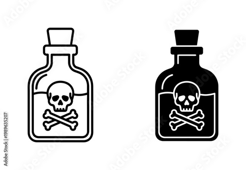 Poison bottle icon with skull and crossbones symbol