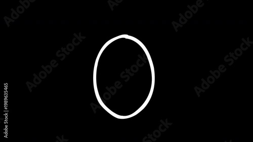 Animated white oval outline with alpha channel on transparent background