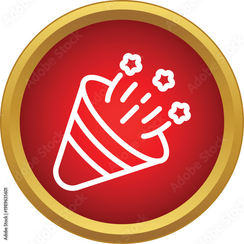 Party popper sending stars and confetti into the air for celebration