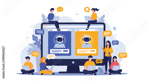 Interactive chatbot technology allows users to communicate with artificial intelligence avatars on a large digital screen.