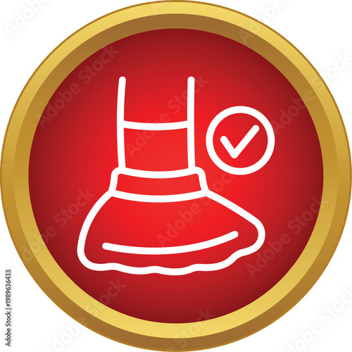 Selected baby skirt clothing icon in a red and gold circle