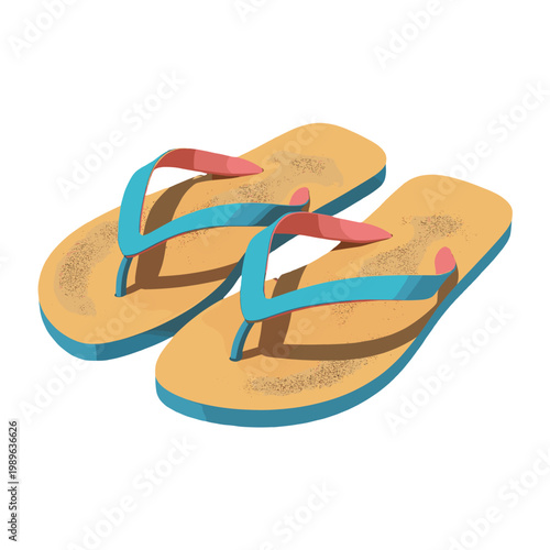 Pair of flip-flops ready for a day at the beach.