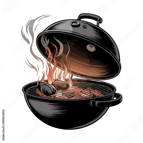 A sizzling barbecue grill, showcasing delicious food.