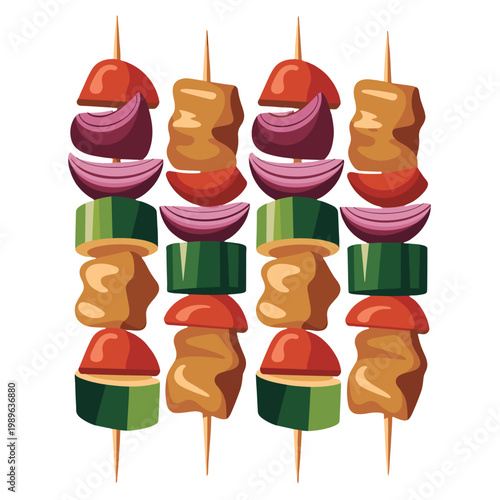 Colorful and Delicious Skewers Ready for Grilling.