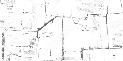 Faded white grunge background with newspaper distressed ink smudges, subtle grid-like marks, worn paper texture, abstract minimal urban style.