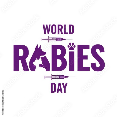 World rabies day awareness design with syringe and animals