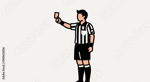 Male Soccer Referee Showing Yellow Card on Isolated White Background
