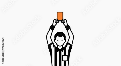 Football Referee Showing Red Card on Isolated White Background