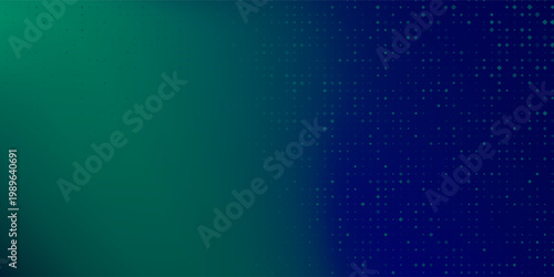 halftone with blue-green gradation, abstract background pattern, neon light reflecting walls and floors, dark colors, and feel the speed of digital technology connected with blue-green background.