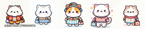 cute cat vector shopping for clothes