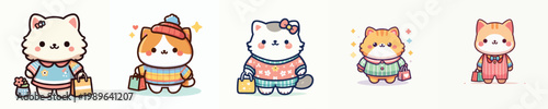 cute cat vector shopping for clothes