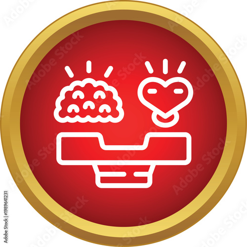 Brain and heart balancing on a scale representing emotion and reason in harmony