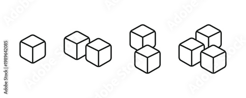 Ice cube icon. Ice cube outline icon set.