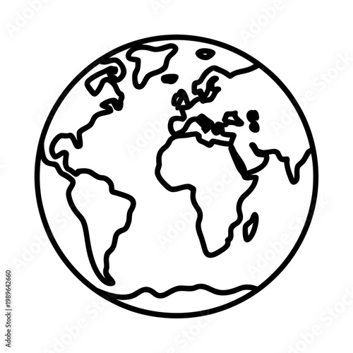 Tablou pe pânză Vector of the earth with a simple black outline