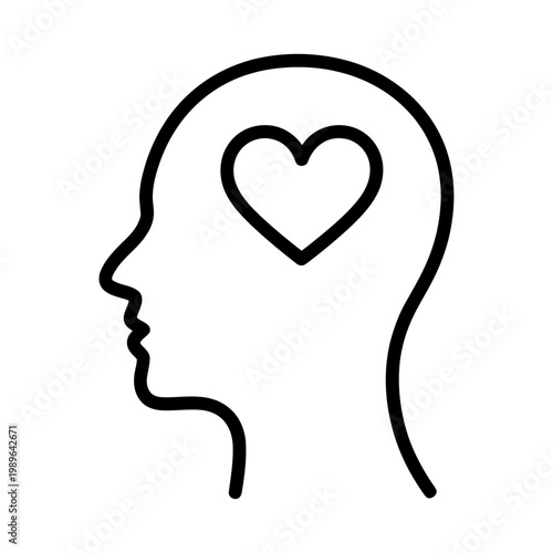 Canvastavla Vector of a human head with a heart inside, symbolizing love and kindness