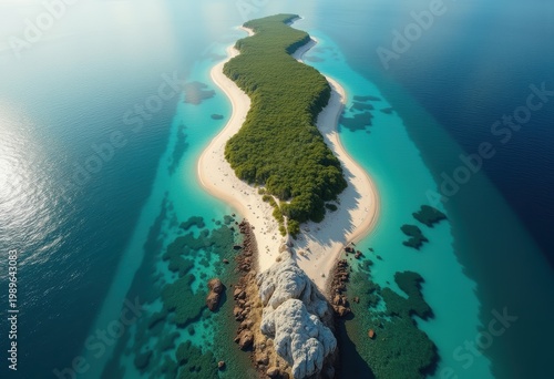 Narrow Isthmus Coastal Connection Transitioning Between Vast Water Bodies