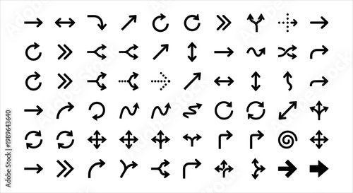 Extensive collection of diverse arrow icons for navigation, UI, and design elements