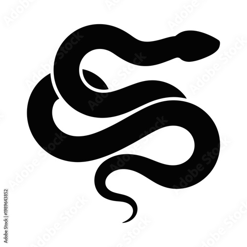 Vector of a black snake with smooth curves