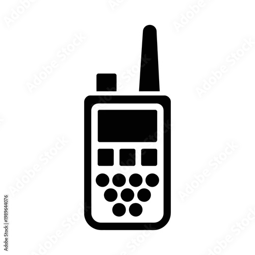 Vector graphic of a modern handheld two-way radio with antenna and keypad