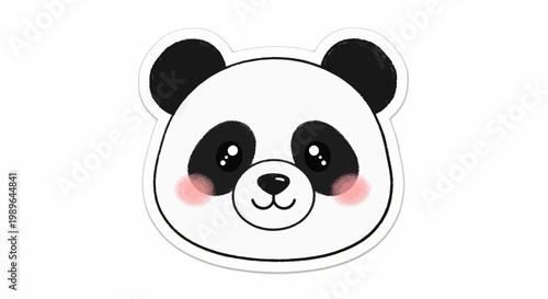 Cute Panda Face Sticker, Adorable Cartoon Animal Illustration