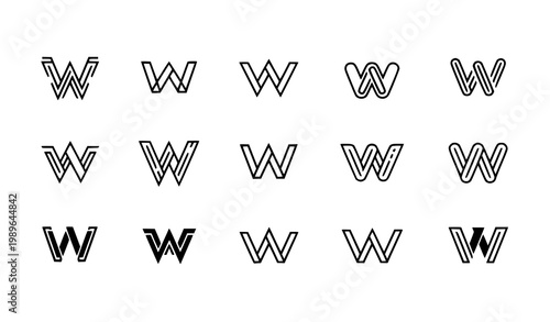 W letter logo collection with modern abstract monogram designs vector editable set